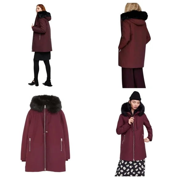 Zara Parka Acolchada Water Repellent Winter Coat Faux Fur Hooded Women’s Small - Picture 4 of 16